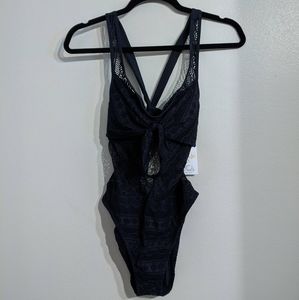 Becca black one piece lace swimsuit medium large